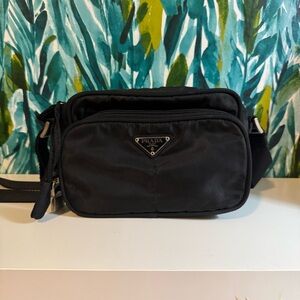 Prada Vintage Black Tessuto Crossbody Bag